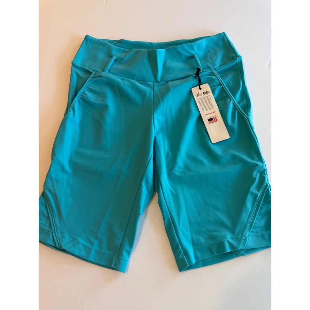 SwingDish Womens Teal Blue Golf Athletic Shorts XS NWT Made in USA Activewear